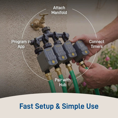 Gen 2 Smart Hose Watering Timer With Wi Fi Hub Four Pack Includes Hose Y Splitter Easy Setup