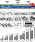 Glarks 96-piece stainless steel extension springs set with double hooks in clear plastic organizer front view