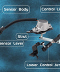 Rear Side Ride Height Level Sensor For Infiniti QX56 V8 With Rear Air Suspension, Fits 2011 2012 2013, Replacement Part For Smooth Rides And Leveling, Easy Install, 538201LA2A with sensor body and control arm