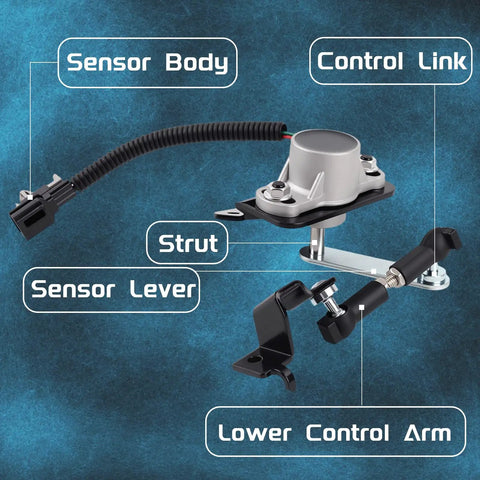 Rear Side Ride Height Level Sensor For Infiniti QX56 V8 With Rear Air Suspension, Fits 2011 2012 2013, Replacement Part For Smooth Rides And Leveling, Easy Install, 538201LA2A with sensor body and control arm