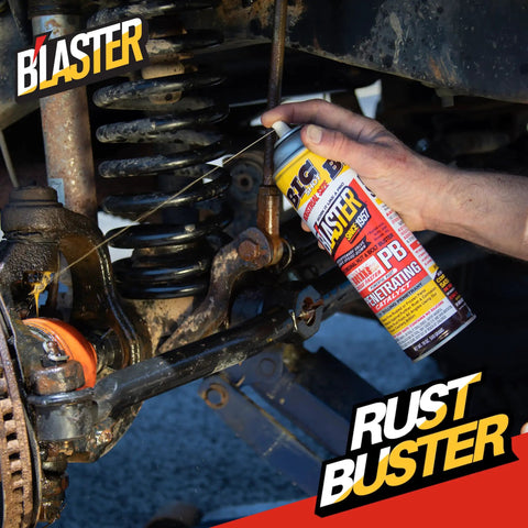 Applying Penetrating Oil Spray For Rust And Corrosion Prevention That Loosens Rusted Bolts And Frozen Parts On Automotive Suspension