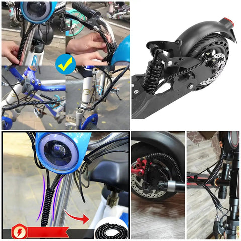 Close-up of 2 Pack Bike Brake Cable Housing Protectors Non Scratch Rubber Frame Guards Sleeve Spiral Covers on bicycle cables