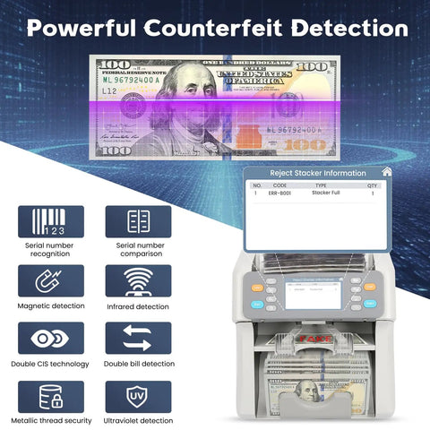 Two Pocket Cash Counter For Mixed Denominations With Value Counting Multi Currency Bill Counter With CIS UV MG IR