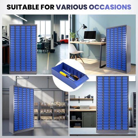 Heavy Duty 100 Drawer Parts Cabinet With ABS Drawers And High Capacity Shop Grade Nut And Bolt Organizer in workshop settings
