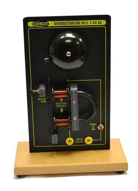 Hands-On Electromagnet Bell Demonstration Kit With 3-6V AC Power, Clear Wiring Display, mounted on wooden base
