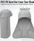 Flame Resistant FR Hard Hat Liner Sun Shade with neck/ear coverage, gray, 15.7 inch length, fits most helmets, 24 inch circle size