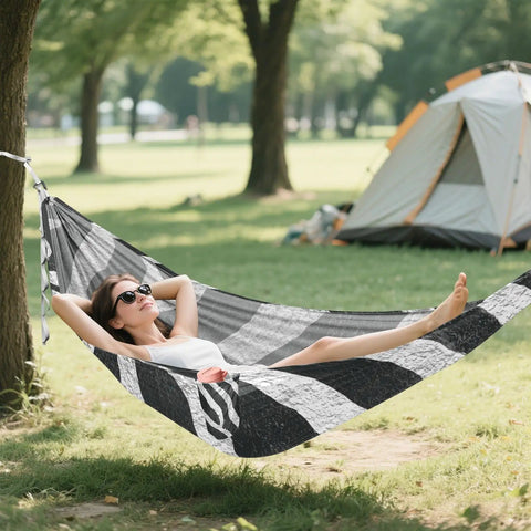 Camping-Hängematte im Zebra-Design – Einfacher Aufbau ✓
