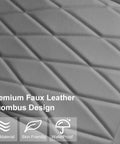 Close-up of rhombic grain pattern on 2 Pack Leather Front Car Seat Covers Full Wrapped With Storage Pockets Non Slip Waterproof