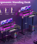 Level Up Your Gaming Space With This Electric Standing Desk That Offers Smooth Height Adjustment Customizable Rgb Lighting And Fast Usb Charging For Cool Setups - ergonomic design with dual monitors and RGB lighting.