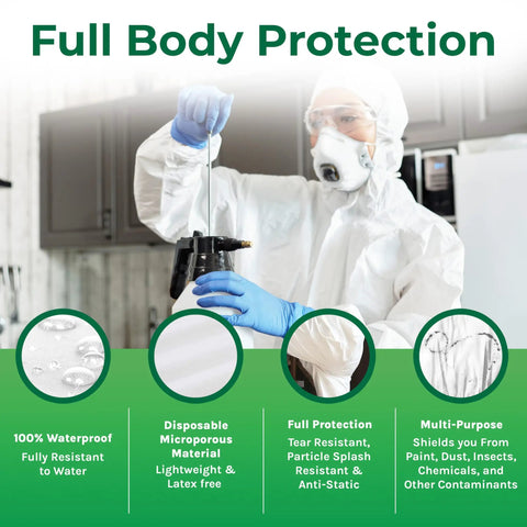 Top Shelf Heavy Duty Waterproof Disposable Coveralls With Hood Zippered Closure Elastic Cuffs Built Tough Full Body Shield Work Gear For The Grind 50 Pack