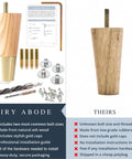 Ash Wood Furniture Legs With Gold Caps Set Of 4 Complete Install Kit compared to low-grade alternative