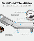 Two Pack Boat Gas Cap Key Stainless Steel 304 Marine Deck Fill And Water Cap Tool with fit instructions