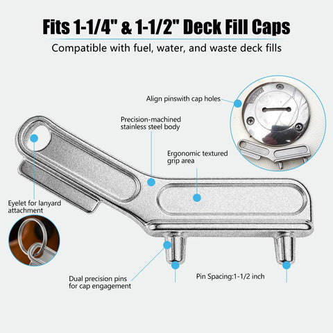 Two Pack Boat Gas Cap Key Stainless Steel 304 Marine Deck Fill And Water Cap Tool with fit instructions