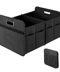 Black Trunk Organizer For Car SUV And Truck Collapsible Road Trip Ready Storage Box 50L Capacity Waterproof 600D Oxford Polyester