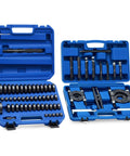 2 In 1 Bushing Driver And Bearing Press Kit With 2 Inch And 3 Inch Jaws 5 Ton Capacity Bearing Separator in blue case