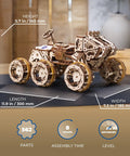 NASA Manned Mars Rover 3D Wooden Puzzle Kit for Adults, 11.9 in wooden model with 562 parts and 6x6 wheels