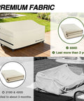 Waterproof Outdoor Bench Sofa Cover For 2 Seater Patio Loveseat Fits 56W 31D 33H Beige on patio deck, highlighting 600D durability.
