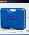 Blue carrying case for 3.6L Timing Tool Kit With Camshaft Holding And Phaser Tools, dimensions labeled, portable size.