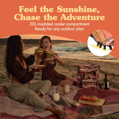 Picnic Backpack For Two With 14 Piece Insulated Cooler Set For Beach, Camping, And Parks Including Stainless Tumblers and Gold Cutlery