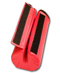 Red hip thrust barbell pad with extra thick foam and secure velcro for glute bridges and bench presses, eliminates discomfort.