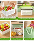 Fridge Fruit Storage Set With Removable Colander And All-In-One Washing Bowl for rinse, drain, and refrigerate produce like a pro