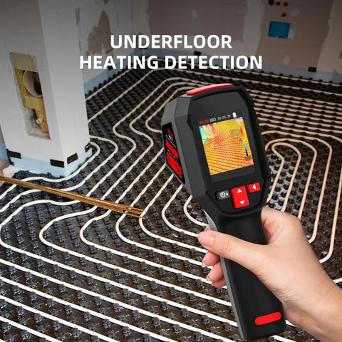 Rechargeable Handheld Infrared Thermal Camera With 240 By 240 Resolution, 15 Color Palettes in use for underfloor heating detection