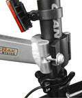 Close-up of Seatpost Mounted Rear Bike Rack with Quick Release for 26 Inch and 700c Frames, showing clamp and anodized aluminum
