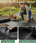 Heavy Duty Weed Barrier Landscape Fabric 4 Ft By 300 Ft 3.2 Oz Permeable Ground Cover for Gravel Lawn and Flower Beds installed.