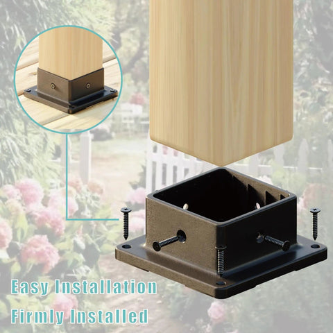 4x4 Post Base Support Kit 4 Pack Plastic Brackets for Outdoor Wood Fence Mailbox Pergola, easy installation diagram