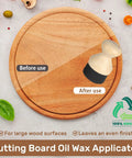 Dope Bamboo Cutting Board Oil Applicator With Lid For Even Oil Coverage, Ergonomic Handle, Mess Free Wax And Oil Application, Odorless Non Toxic Design, Durable Bamboo Tool Great For Home Or Professional Kitchens on round wood board