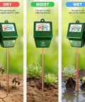 2 Pack Soil Moisture Meter For Gardening And Indoor Outdoor Plants No Battery Required Hygrometer Sensor Easy To Use Plant Water Gauge For Lawn Flowers Veggies And Houseplants Real Time Soil Moisture Readout showing dry, moist, wet conditions