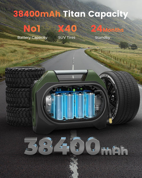 Vortex S7 Cordless Tire Inflator For Heavy Duty Vehicles With 160 PSI Portable Air Compressor 38400 mAh Battery on road