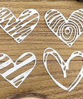 Set of 4 heart frame metal die cuts for scrapbooking, made of silver carbon steel, each 9.4x7.7 cm, decorative design.