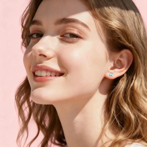 Four Pairs Hypoallergenic Flat Back Earrings For Sensitive Ears In 316L Stainless Steel Screw Back Set With CZ Balls Hearts Stars And Cute FlatBack Studs For Women Go To Everyday Wear, CZ stud