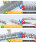 Comparison of Dethatching Rake For Lawn Care, 15 Inch Wide Thatch Rake With Stainless Steel Tines, highlighting durability features.