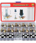 80 Pcs Potentiometer Kit With Knobs B1K 2K 5K 10K 20K 50K 100K 250K 500K 1M Ohm Rotary B Type Audio Potentiometers Assortment