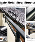 Heavy Duty Outdoor Privacy Fence Extension Frame With Flat Railing Guardrail Kit showing galvanized steel structure with secure support.