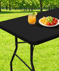 Waterproof Elastic Fitted Table Cloth For 6 Foot Tables Washable Polyester Table Cover For Picnic And Outdoor Use Elastic Edge