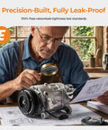 Man inspecting a Straight Shot AC Compressor With Clutch Fits Chevrolet Silverado 1500 Gmc Sierra 1500 Tahoe Suburban Yukon Xl Escalade 2014 2020 V6 V8.