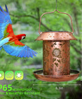 Outdoor Hanging Bird Feeder With Solar Lantern Light Metal Wild Bird Feeder For Gardens And Yard Vibes Waterproof Summer Decor