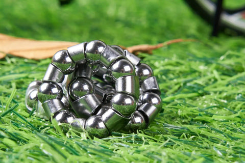 Close-up of Four Pack Bike Ball Bearings For Front And Rear Hubs With Fixed Cage 25mm Outer Diameter 14mm Inner Diameter