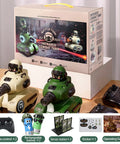 2 Pack Infrared RC Battle Tanks With Realistic Sound Effects, Remote Control Tank Set for Kids Ages 6 to 12, box and components
