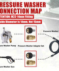 Tool Daily pressure washer adapter set, M22-14mm quick-connect brass fittings, 4-piece kit