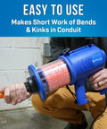 Heavy Duty Pull Line Blower For 3/4 To 2 Inch Conduit in blue, used to easily push wire through tight bends and kinks.