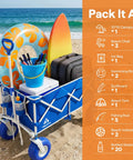 All Terrain Beach Wagon With Big 9 Inch Balloon Wheels For Sand And Grass 400 Lb Heavy Duty Collapsible Cart with beach gear