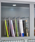 U-Shaped Wire Tray Divider For Baking And Cookie Sheets In Wall Or Base Kitchen Cabinets, Chrome Finish, organizing books