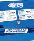 Diagram stickers on Miter Saw Molding Tool With Adjustable Spring Base Locks 30 To 60 Degrees for seamless installations.
