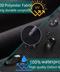 Close-up of Durable 600D Oxford Patio Swing Cover fabric with waterproof droplets, showing UV protection, waterproof coating.
