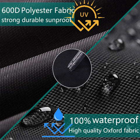 Close-up of Durable 600D Oxford Patio Swing Cover fabric with waterproof droplets, showing UV protection, waterproof coating.