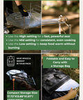 22 Inch Portable Fire Pit For Camping And RV Trips, Ultralight Foldable Grill Stand with Carry Bag, featured with storage bag